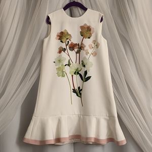 Girls floral A-line ruffle hem sleeveless dress